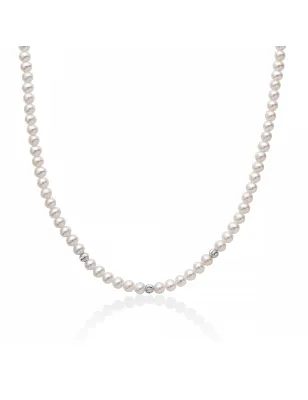 Collana Perle 4,5-5 mm 3 Sfere Oro Bianco PCL6981 Donna Miluna