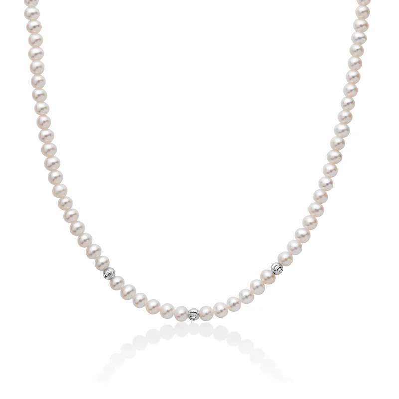 Collana Perle 4,5-5 mm 3 Sfere Oro Bianco PCL6981 Donna Miluna Collana Perle 4,5-5 mm 3 Sfere Oro Bianco PCL6981 Donna Miluna