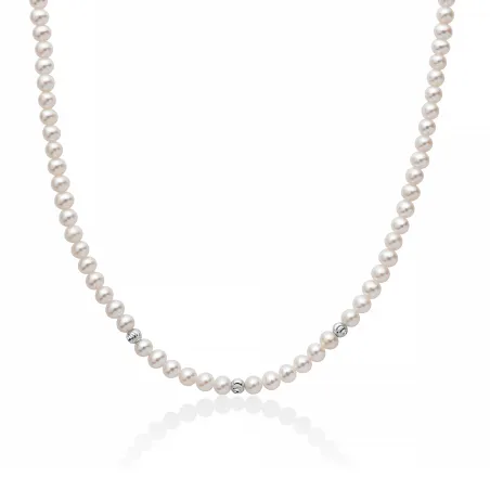 Collana Perle 4,5-5 mm 3 Sfere Oro Bianco PCL6981 Donna Miluna