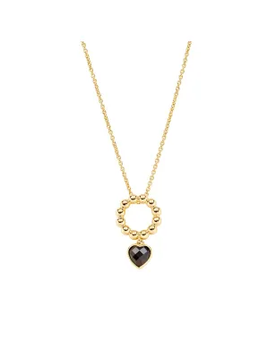 Collana Battito Dorata con Cuore in Quarzo Fumè Donna Amen