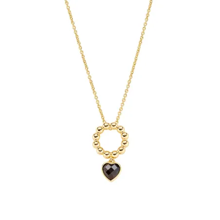 Collana Battito Dorata con Cuore in Quarzo Fumè Donna Amen
