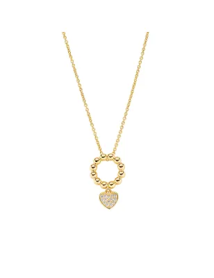 Collana Battito Dorata con Cuore e Zirconi Bianchi Donna Amen