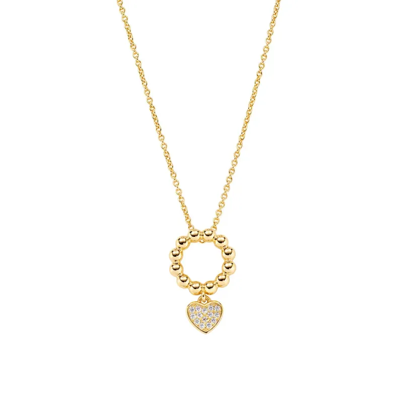 Collana Battito Dorata con Cuore e Zirconi Bianchi Donna Amen Collana Battito Dorata con Cuore e Zirconi Bianchi Donna Amen