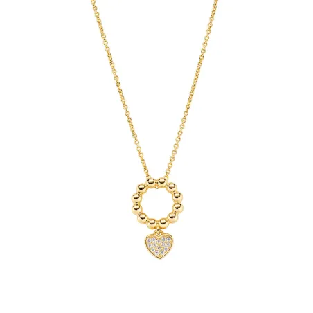 Collana Battito Dorata con Cuore e Zirconi Bianchi Donna Amen
