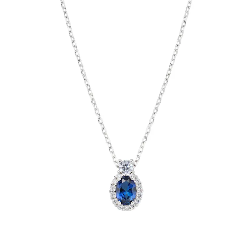Collana Madame in Argento con Zircone Blu Donna Amen Collana Madame in Argento con Zircone Blu Donna Amen