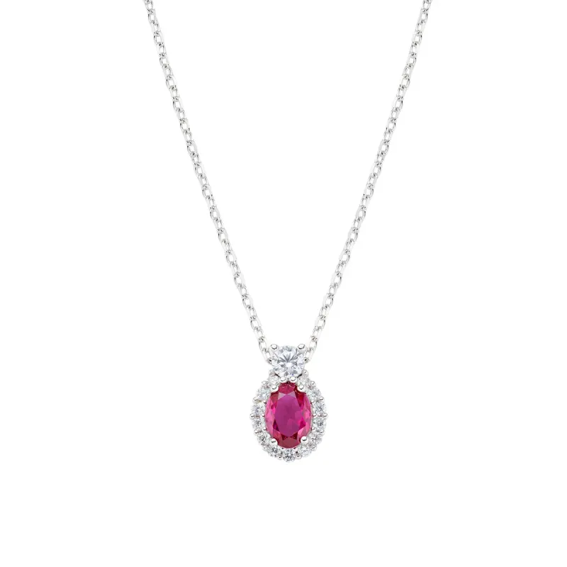 Collana Madame in Argento con Zircone Rubino Donna Amen Collana Madame in Argento con Zircone Rubino Donna Amen