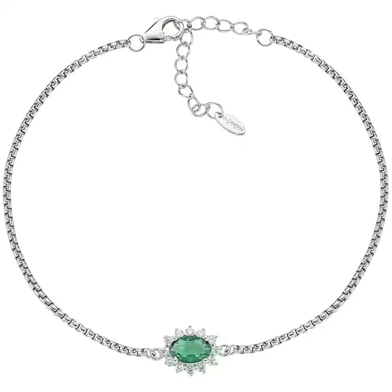 Bracciale Lady in Argento con Zircone Verde Donna Amen