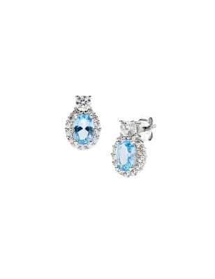 Orecchini Madame in Argento con Zircone Acquamarina Donna Amen
