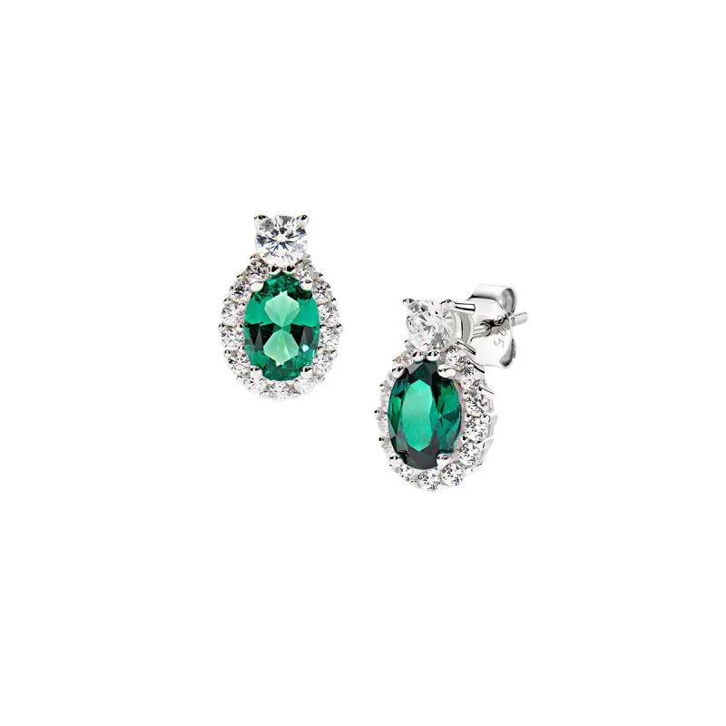 Orecchini Madame in Argento con Zircone Verde Donna Amen