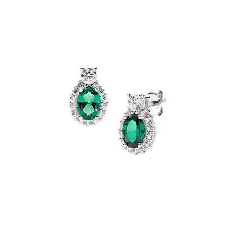 Orecchini Madame in Argento con Zircone Verde Donna Amen