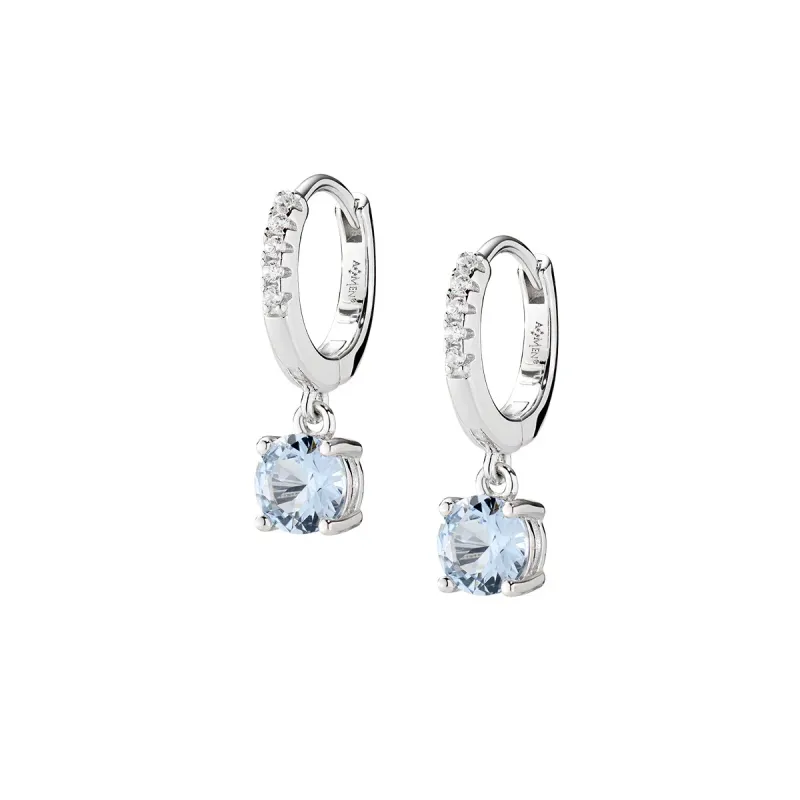 Orecchini Huggies Punto Luce Acquamarina Donna Amen