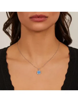 Collana Lady con Zircone Acquamarina Taglio Radiant Donna Amen