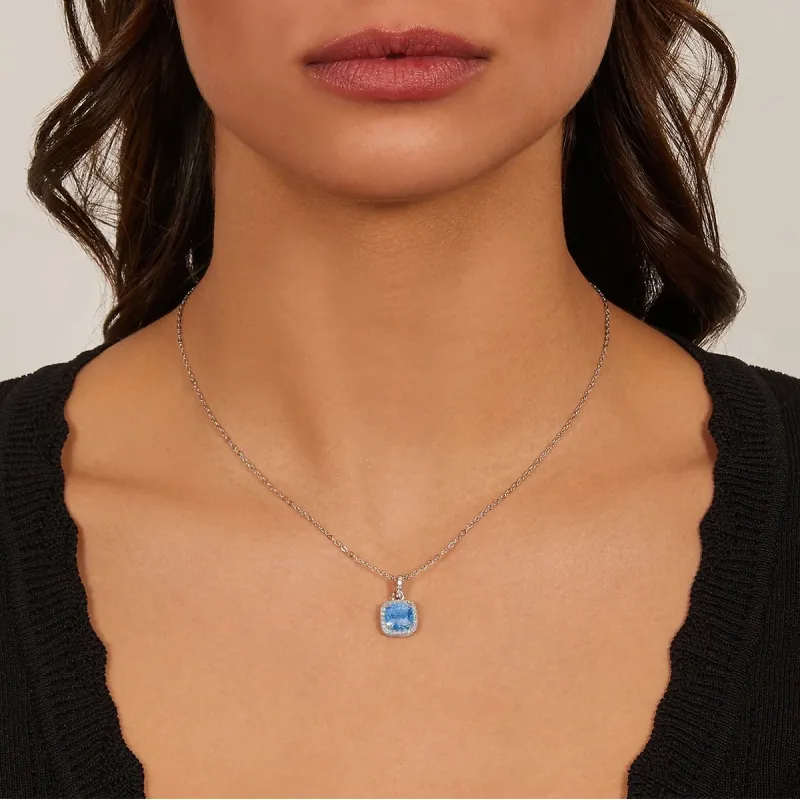 Collana Lady con Zircone Acquamarina Taglio Radiant Donna Amen Collana Lady con Zircone Acquamarina Taglio Radiant Donna Amen