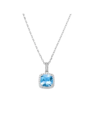 Collana Lady con Zircone Acquamarina Taglio Radiant Donna Amen