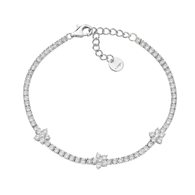Bracciale Tennis Fiori con Zirconi Bianchi Donna Amen Bracciale Tennis Fiori con Zirconi Bianchi Donna Amen