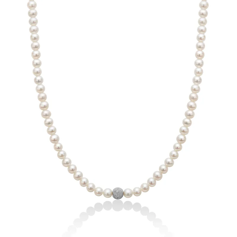 Collana Perle 4,5-5 mm Sfera Oro Bianco PCL6967 Donna Miluna Collana Perle 4,5-5 mm Sfera Oro Bianco PCL6967 Donna Miluna