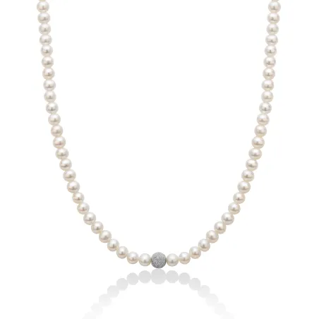 Collana Perle 4,5-5 mm Sfera Oro Bianco PCL6967 Donna Miluna