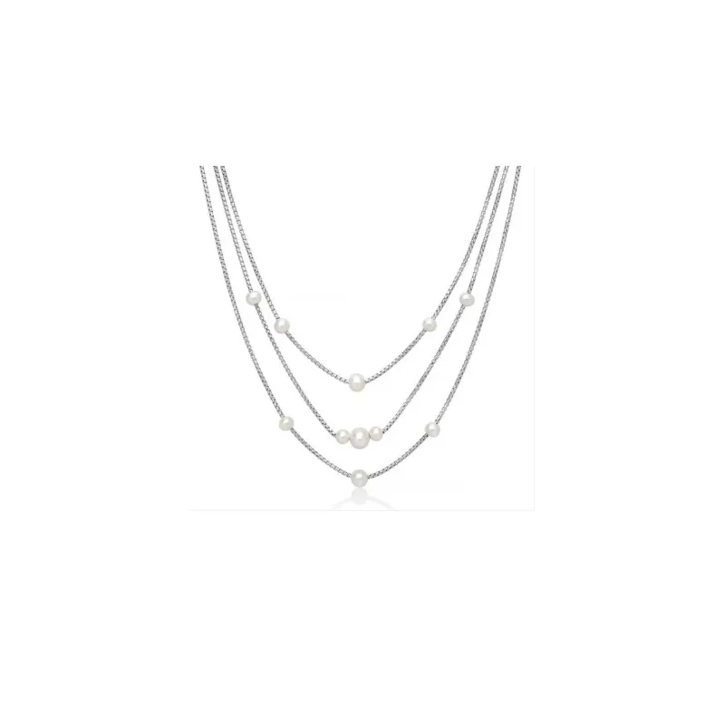 Collana Tre Fili 11 Perle Argento 925 PCL6951 Donna Miluna