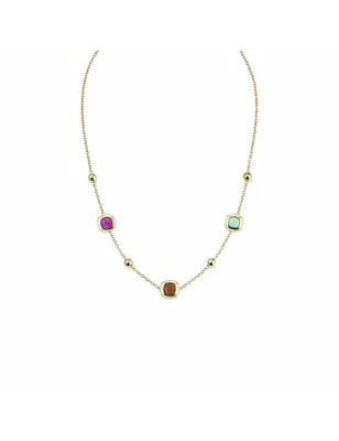 Collana Dune in Ottone Dorato con Pietre Colorate Donna Amen