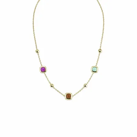 Collana Dune in Ottone Dorato con Pietre Colorate Donna Amen