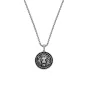 Collana Acciaio Medaglia Leone con Zirconi Neri Uomo Amen