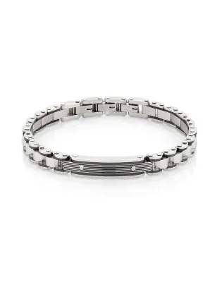 Bracciale Catena in Acciaio con Dettagli Neri Uomo Amen
