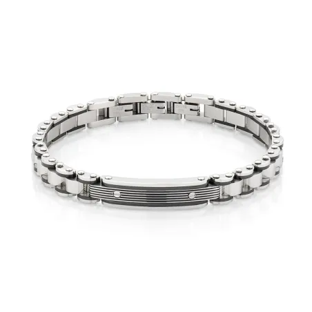 Bracciale Catena in Acciaio con Dettagli Neri Uomo Amen