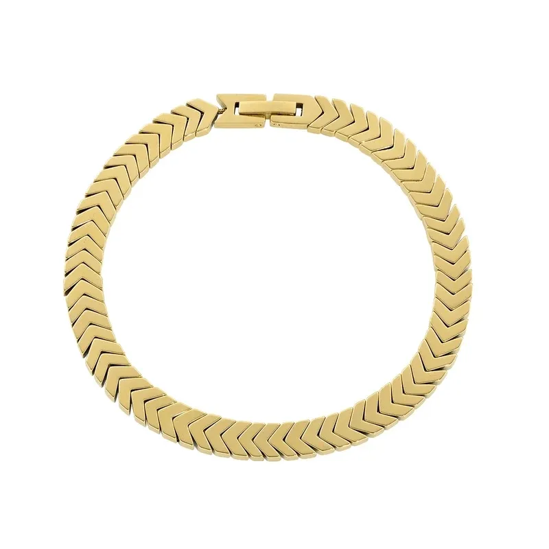 Bracciale Chevron Spina di Pesce in Acciaio Dorato Uomo Amen Bracciale Chevron Spina di Pesce in Acciaio Dorato Uomo Amen
