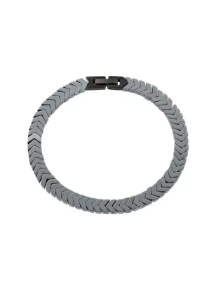 Bracciale Chevron Spina di Pesce in Acciaio Nero Uomo Amen