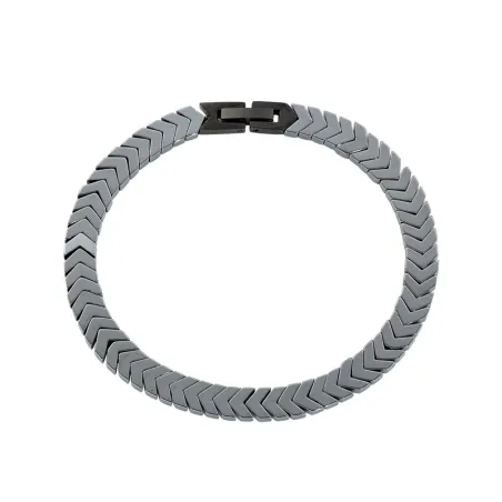 Bracciale Chevron Spina di Pesce in Acciaio Nero Uomo Amen