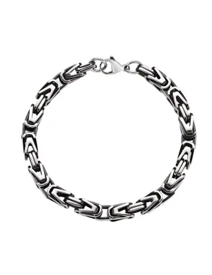 Bracciale a Catena Bizantina in Acciaio Brunito Uomo Amen