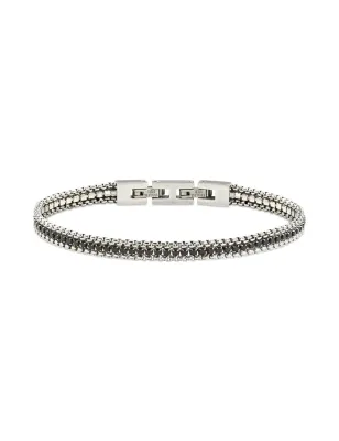 Bracciale Tennis in Acciaio con Zirconi Neri Uomo Amen