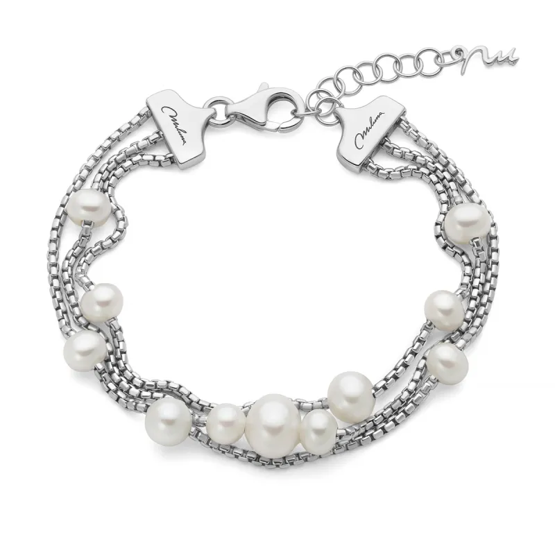 Bracciale Pepite di Perle Tre Fili 11 Perle PBR3843 Donna Miluna Bracciale Pepite di Perle Tre Fili 11 Perle PBR3843 Donna Miluna