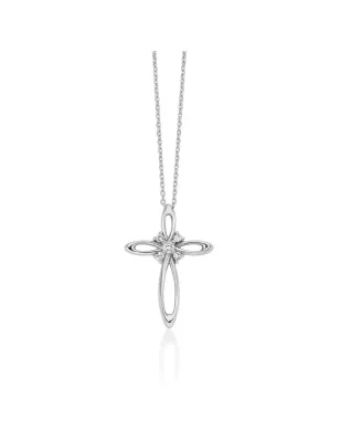 Collana Croce Oro Bianco 375 Diamanti CLD5486X Donna Miluna