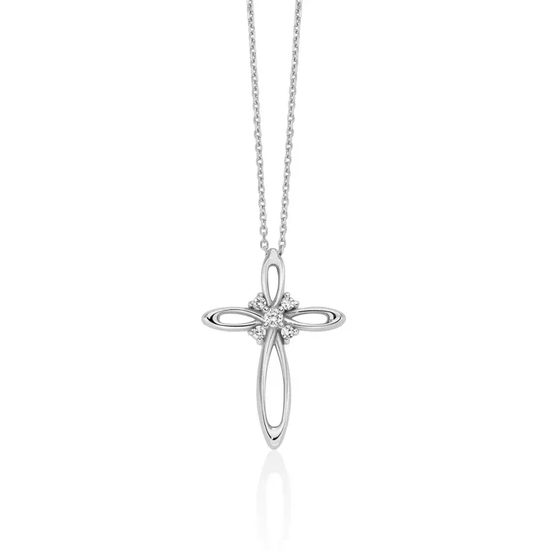 Collana Croce Oro Bianco 375 Diamanti CLD5486X Donna Miluna Collana Croce Oro Bianco 375 Diamanti CLD5486X Donna Miluna