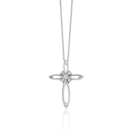 Collana Croce Oro Bianco 375 Diamanti CLD5486X Donna Miluna