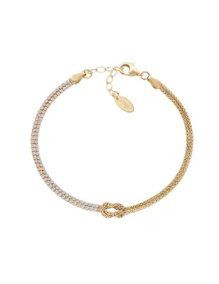 Bracciale Nodo d'Amore Dorato con Zirconi Bianchi Donna Amen