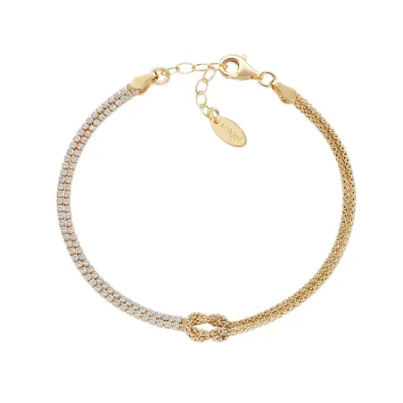 Bracciale Nodo d'Amore Dorato con Zirconi Bianchi Donna Amen