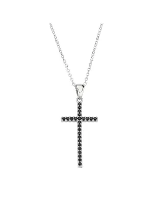Collana Croce Doppio Colore Nero e Bianco Donna Amen