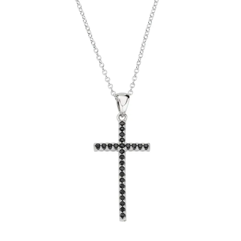 Collana Croce Doppio Colore Nero e Bianco Donna Amen