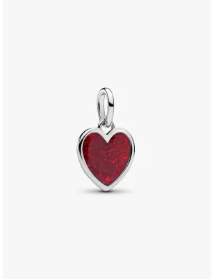 Charm Pendente Cuore Rosso con Finitura in Platino Donna Pandora