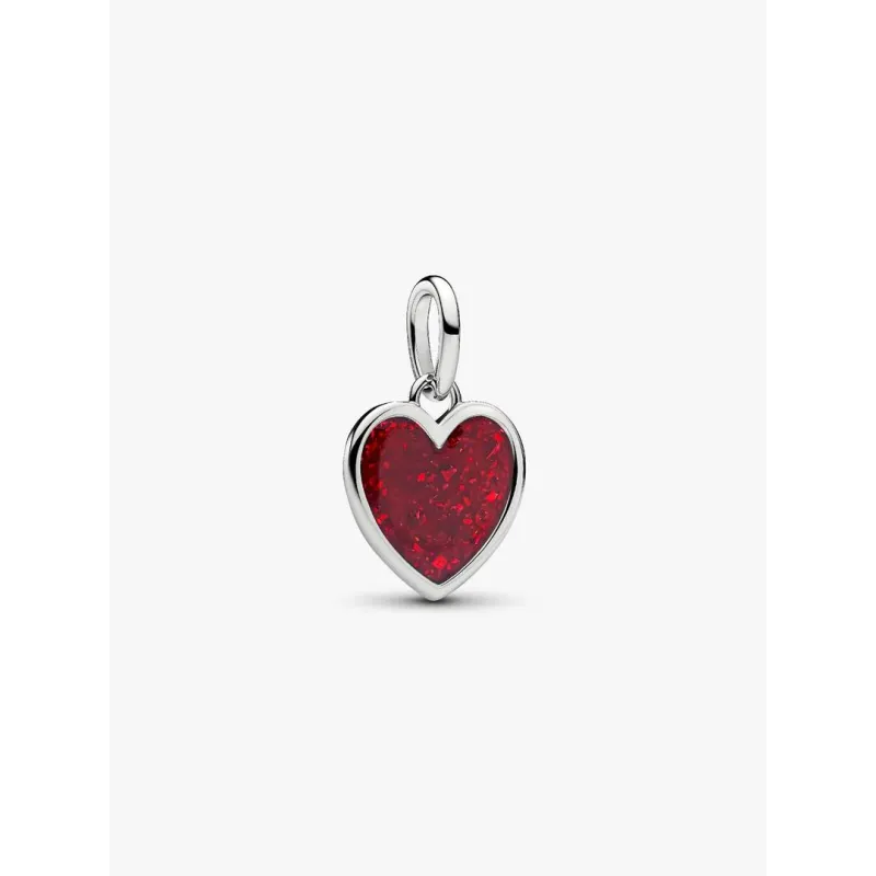 Charm Pendente Cuore Rosso con Finitura in Platino Donna Pandora Charm Pendente Cuore Rosso con Finitura in Platino Donna Pandora