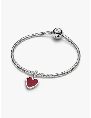 Charm Pendente Cuore Rosso con Finitura in Platino Donna Pandora