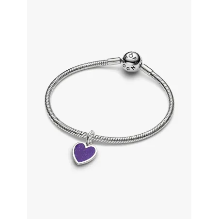 Charm Pendente Cuore Viola con Finitura in Platino Donna Pandora