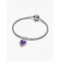 Charm Pendente Cuore Viola con Finitura in Platino Donna Pandora Charm Pendente Cuore Viola con Finitura in Platino Donna Pandora