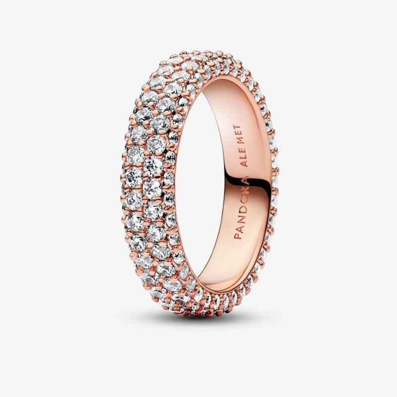ANELLO PAVE' FASCIA DOPPIA PVD ORO ROSA PANDORA
