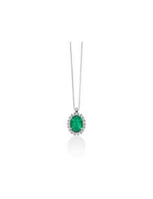 COLLANA SMERALDO OVALE DIAMANTI DONNA MILUNA LE GEMME CLD4101 Miluna