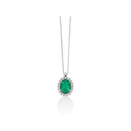 COLLANA SMERALDO OVALE DIAMANTI DONNA MILUNA LE GEMME CLD4101 Miluna