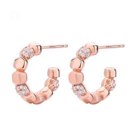ORECCHINI CERCHIETTO CON ZIRCONI BIANCHI DONNA ROSATO  RZIB33 ROSATO