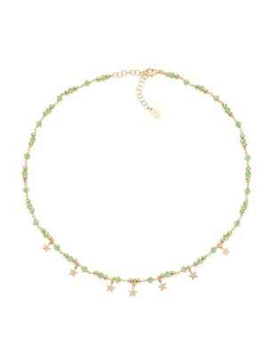 COLLANA CHARM DORATA E CRISTALLI VERDE CHIARO AMEN CLMSTEGVE Amen